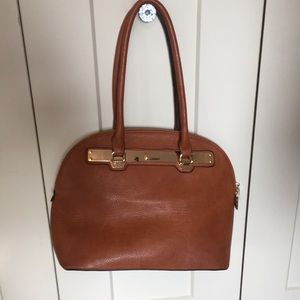 Madison West Brown Handbag with Gold Accents